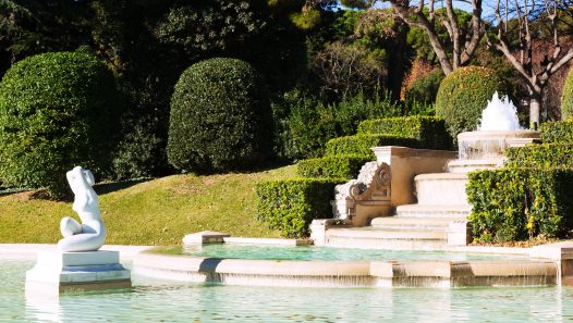 Fountain in Park of Pedralbes Royal Palace. Barcelona